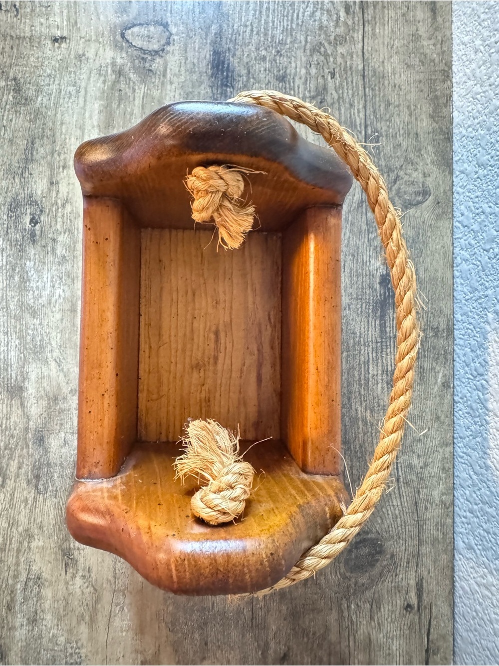 Hand-Painted Rustic Wooden Caddy in Warm Honey Brown by - Picture 9 of 10